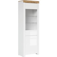 Petits-meubles - Vitrine Hella mit 2 Türen, Weiß und Holzoptik, 203cm Petits-meubles - Vitrine Hella mit 2 Türen, Weiß und Holzoptik, 203cm von PETITS-MEUBLES