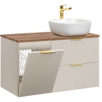 Petits-meubles - Waschtisch 100.8cm Adriel mit 2 Schubladen, Kaschmir und Holzoptik Petits-meubles - Waschtisch 100.8cm Adriel mit 2 Schubladen, Kaschmir und Holzoptik von PETITS-MEUBLES