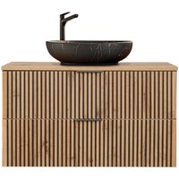 Petits-meubles - Waschtisch 100cm Gaia mit 2 Schubladen, Eichenoptik und Schwarz von PETITS-MEUBLES