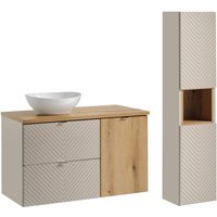 Petits-meubles - Waschtisch und Hängesäule 100cm Manoa mit 2 Schubladen, Kaschmir Petits-meubles - Waschtisch und Hängesäule 100cm Manoa mit 2 Schubladen, Kaschmir von PETITS-MEUBLES