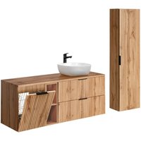 Petits-meubles - Waschtisch und Hängesäule 140.8cm Adriel mit 2 Schubladen, Holzoptik Petits-meubles - Waschtisch und Hängesäule 140.8cm Adriel mit 2 Schubladen, Holzoptik von PETITS-MEUBLES