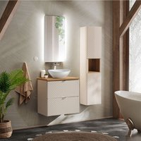 Petits-meubles - Waschtisch und Hängesäule 60cm Manoa mit 2 Schubladen, Kaschmir von PETITS-MEUBLES