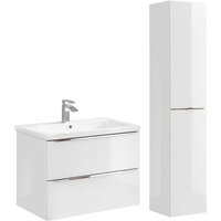 Petits-meubles - Waschtisch und Hängesäule 80cm April mit 2 Schubladen, Weiß von PETITS-MEUBLES