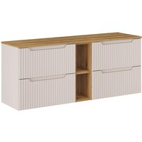 Petits-meubles - Waschtischunterschrank 140.4cm Riva mit 4 Schubladen, Kaschmir und Holzoptik von PETITS-MEUBLES