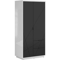 Schrank Sven mit 2 Schubladen und 2 Türen, Schwarz und Weiß, 201cm von PETITS-MEUBLES