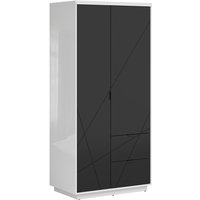 Petits-meubles - Schrank Sven mit 2 Schubladen und 2 Türen, Schwarz und Weiß, 201cm von PETITS-MEUBLES