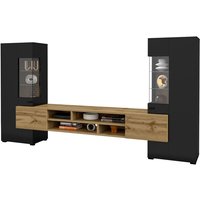 Set aus TV-Möbel und 2 Schränken Akram Schwarz und Holz von PETITS-MEUBLES