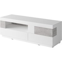 TV-Möbel Andrea mit 2 Schubladen und 1 Tür, Weiß und Beton, 160cm von PETITS-MEUBLES