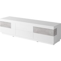 TV-Möbel Andrea mit 6 Schubladen, Weiß und Beton, 206cm von PETITS-MEUBLES