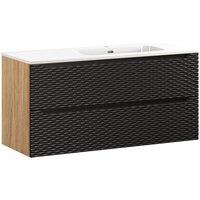 Waschtisch 120cm Elora mit 2 Schubladen, Schwarz und Holzoptik Waschtisch 120cm Elora mit 2 Schubladen, Schwarz und Holzoptik von PETITS-MEUBLES