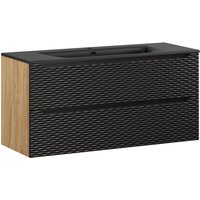 Waschtisch 120cm Elora mit 2 Schubladen, Schwarz und Holzoptik Waschtisch 120cm Elora mit 2 Schubladen, Schwarz und Holzoptik von PETITS-MEUBLES