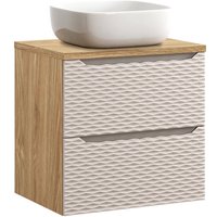 Waschtisch 60cm Elora mit 2 Schubladen, Beige und Holzoptik von PETITS-MEUBLES