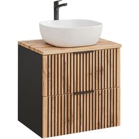 Waschtisch 60cm Gaia mit 2 Schubladen, Eichenoptik und Schwarz Waschtisch 60cm Gaia mit 2 Schubladen, Eichenoptik und Schwarz von PETITS-MEUBLES