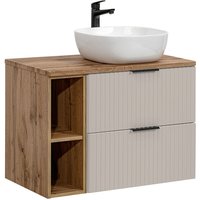 Waschtisch 80cm Adriel mit 2 Schubladen, Beige Waschtisch 80cm Adriel mit 2 Schubladen, Beige von PETITS-MEUBLES