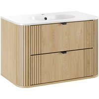 Waschtisch 80cm Mila mit 2 Schubladen, Helle Eiche von PETITS-MEUBLES