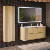 Waschtisch und Hängesäule 120cm Mila mit 4 Schubladen, Helle Eiche Waschtisch und Hängesäule 120cm Mila mit 4 Schubladen, Helle Eiche von PETITS-MEUBLES