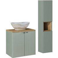 Waschtisch und Hängesäule 60cm Jade, Grün und Holzoptik Waschtisch und Hängesäule 60cm Jade, Grün und Holzoptik von PETITS-MEUBLES