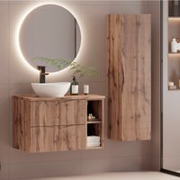 Waschtisch und Hängesäule 80cm Tao mit 2 Schubladen, Holzoptik Waschtisch und Hängesäule 80cm Tao mit 2 Schubladen, Holzoptik von PETITS-MEUBLES