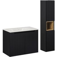 Petits-meubles - Waschtisch und Hängesäule 80cm Riva, Schwarz Petits-meubles - Waschtisch und Hängesäule 80cm Riva, Schwarz von PETITS-MEUBLES