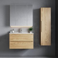 Waschtisch und Hängesäule 80cm Viggo mit 2 Schubladen, Holzoptik Waschtisch und Hängesäule 80cm Viggo mit 2 Schubladen, Holzoptik von PETITS-MEUBLES