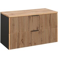 Waschtischunterschrank 100cm Gaia mit 2 Schubladen, Eichenoptik und Schwarz Waschtischunterschrank 100cm Gaia mit 2 Schubladen, Eichenoptik und Schwarz von PETITS-MEUBLES