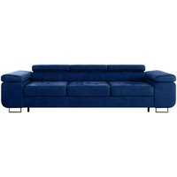 Wilson 3-Sitzer Schlafsofa mit Velours Blau von PETITS-MEUBLES