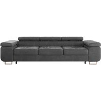 Wilson Velours 3-Sitzer Schlafsofa Dunkelgrau von PETITS-MEUBLES