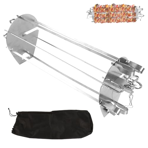 Grill-Rotisserie-Zubehör für Weber handgefertigte Rotisserie-Spieße, Schaschlik-Spieß-Set mit Tragetasche für Weber Genesis, Spirit, Summit Gasgrill, 7675 Drehspieß für die meisten Grills, Edelstahl von PETKAO