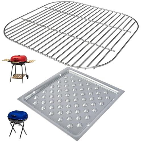 Grillteile für Americana Walk-A-Bout, Sizzler, Swinger & Traveler Holzkohlegrills Ersatz, 1 Stück 1025.8.001 Holzkohlerost & 1 Stück 1040.8.001 Aschekannen-Set für Americana 3000-4000 Serie von PETKAO