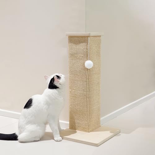 PETKARAY Couch Corner Cat Scratcher, 22'' Corner Scratching Post Cat Wall Scratcher, Sisal Scratch Pad for Sofa, Wall Furniture Protector with Toy Ball von PETKARAY