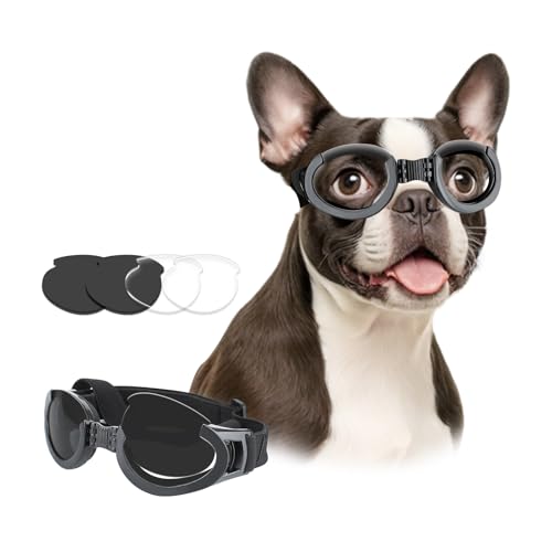 PETLESO Hundebrille UV-beständige Hundesonnenbrille mit austauschbarer Linse Sonnenbrillen für Kleine und mittelgroße Hunde, Reiten/Fahren/Reisen im Freien von PETLESO