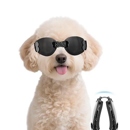 PETLESO Hundesonnenbrille Faltbrille für Hunde UV-beständig Hundebrille für Kleine und mittelgroße Hunde, Reiten/Fahren/Reisen im Freien von PETLESO