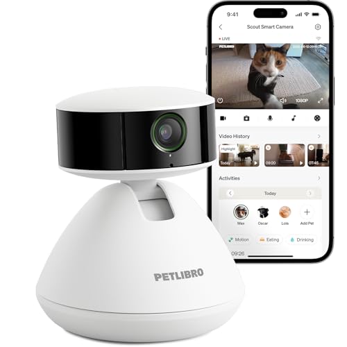 PETLIBRO Haustierkamera mit App, 360° HD Hundkamera, KI-gesteuert Haustierkamera für den Innenbereich für Multi-Tiererkennung, Aktivitäts-Tracking, Tägliche Smart-Summary, Farb-Nachtsicht mit 1080p von PETLIBRO