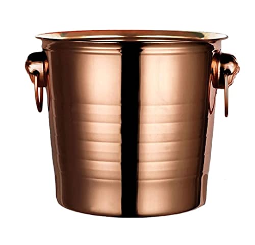 PETOOF Eisbehälter Sektkühler Eiskühler Verdickter Eiskübel Edelstahl Eiskübel Bar Champagnerkübel Weinkühler Eimer Mit Griff Eiskübel Eiseimer (Color : Rose Gold, Size : 7L) von PETOOF