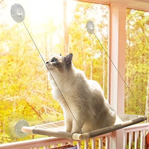 PETPAWJOY Katzenbett, Katzen-Fenstersitz, Saugnäpfe, platzsparend, Katzenhängematte, Sicherheit, Katzenregale – bietet rundum 360° Sonnenbad für Katzen mit einem Gewicht von bis zu 13.6 kg von PETPAWJOY