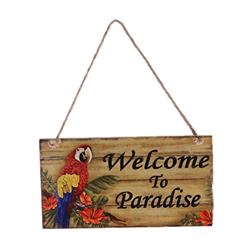 PETSOLA Holzschild Wandschild Vintage Retro Strandbar Urlaub Summer Beach Dekoschild - Welcome to Paradise, 20 x 10,8 cm von petsola