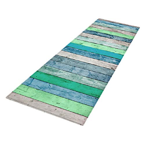 PETSOLA Küchenläufer Teppichläufer rutschfest waschbar Läufer Küchenteppich Teppich Schmutzfangmatte Eingangsmatte für Innen und außen - Blau, 60 x 180 cm von petsola