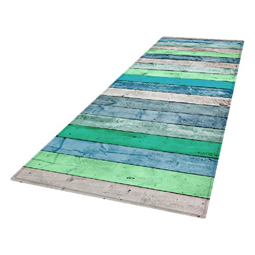 PETSOLA Küchenläufer Teppichläufer rutschfest waschbar Läufer Küchenteppich Teppich Schmutzfangmatte Eingangsmatte für Innen und außen - Blau, 60 x 180 cm von petsola