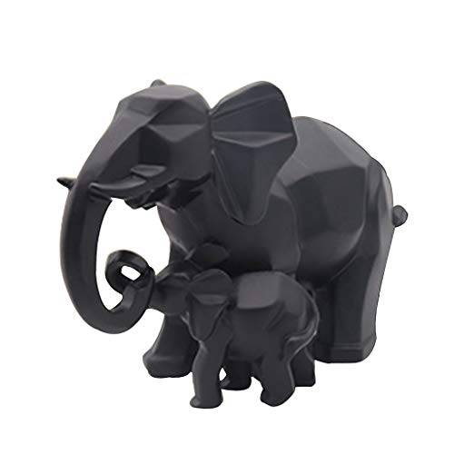 PETSOLA Mutter und Sohn Elefant Figur Dekofigur für Home Office Dekor - Schwarz von petsola