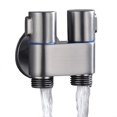 1 In 2 Out Dual Control Valve G1/2 1 In Two Out Double Control Washing Machine Wasserhahn WC Dreieck Ventil (Grau) von PETSTIBLE