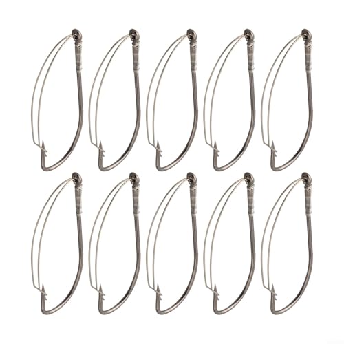 10 Stück Unkrautlose Haken für Barsch Snag Stachelhaken Köderhalter Set (3/0) von PETSTIBLE