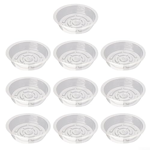 10 Stück transparente Pflanzen-Untersetzer, Kunststoff-Pflanzentropfschalen, runde Blumentopf-Untersetzer, Tabletts für Innen- und Außenbereich, Garten, Blumenpflanzen von PETSTIBLE