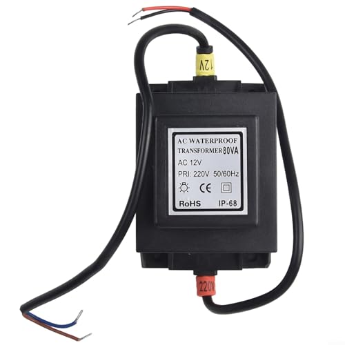 12 V AC LED Transformator Netzteil mit IP67 wasserdicht und Temperaturschutz, 80 W Ausgangsleistung, geeignet für Außenbeleuchtung und unterirdische Anwendungen (80 W) von PETSTIBLE