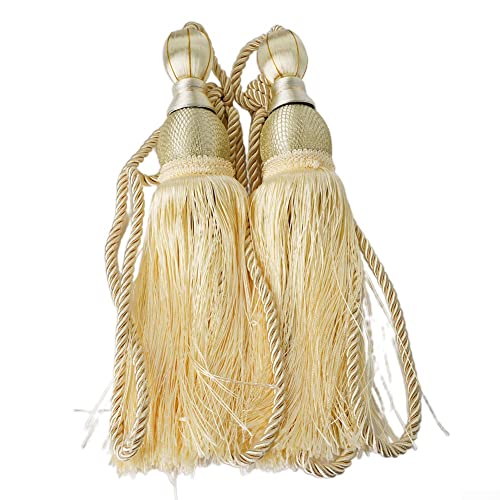 2 dekorative Raffhalter mit großen Kugelquasten für stilvolles Vorhang-Styling (Gold) von PETSTIBLE