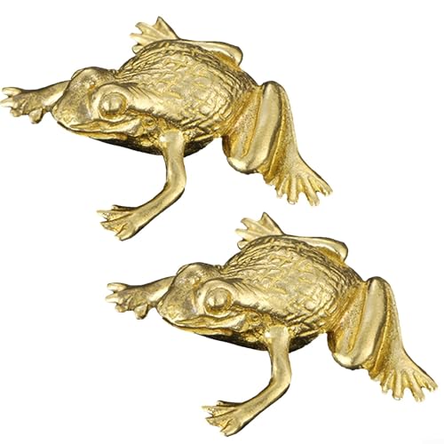 2er Set Dekorative Messing Frosch Statuen, Retro Kröte Figuren für Zuhause und Büro, stabiles und stilvolles Design von PETSTIBLE