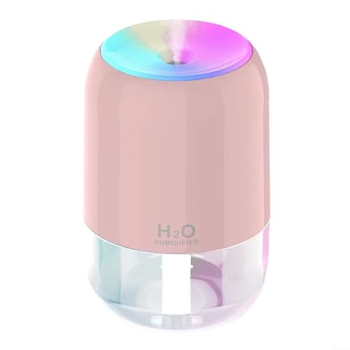 300 ml Mini-Luftbefeuchter mit buntem Nachtlicht und USB-Stromversorgung für gemütliche Atmosphäre zu Hause (rosa) von PETSTIBLE
