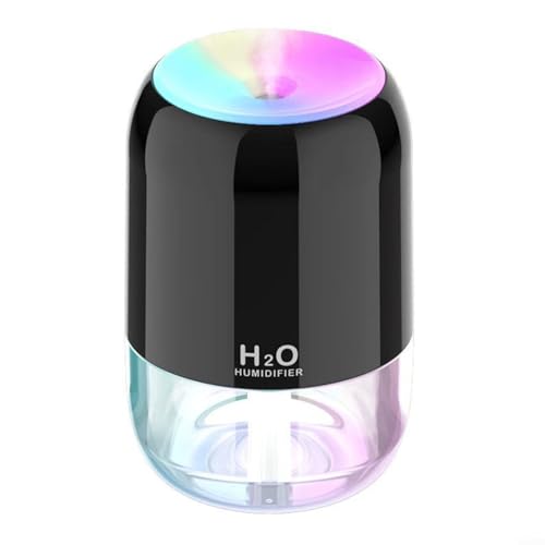 300 ml Mini-Luftbefeuchter mit buntem Nachtlicht und USB-Stromversorgung für gemütliche Atmosphäre zu Hause (schwarz) von PETSTIBLE