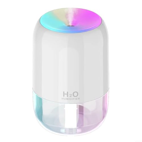 300 ml Mini-Luftbefeuchter mit buntem Nachtlicht und USB-Stromversorgung für gemütliche Atmosphäre zu Hause (weiß) von PETSTIBLE