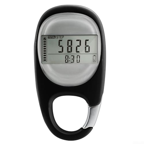 3D-Schrittzähler, digitaler 3D-LCD-Schrittzähler, elektronischer Schrittzähler, Outdoor-Aktivitäten, Fitness, für ältere Kinder, Männer, Frauen (schwarz) von PETSTIBLE