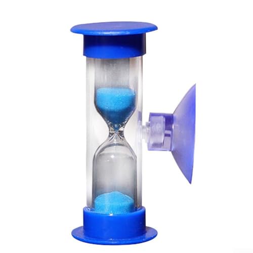 Sanduhr mit großem Deckel, Saugnapf, Kinderzahn, drehbar, 3-Minuten-Timer, Sanduhr, praktischer blauer Sanddusche-Timer von PETSTIBLE